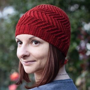 Rusty Orange Merino Crepe Hand Knit Beanie